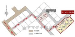 1号棟。カースペース3台分確保＾＾ 前面道路は北西側に6.2ｍと幅広いためお車の離合や駐車がスムーズです＾＾