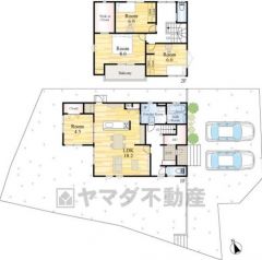 4号地。駐車スペースはゆとりある2台分を確保。マイカー用に、お客さま用に、余裕を持ってご利用いただけます。