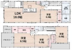 約8.5帖の主寝室には書斎とWIC付き＾＾リビングスルー階段。洗面脱衣室にはハンガーパイプ付き＾＾