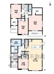 LDK広々約18.1帖。 WIC2ヵ所・南面バルコニー2ヵ所・パントリー・廊下収納有＾＾
