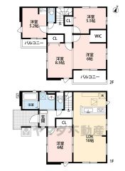 ウォークインクローゼット・2か所にバルコニーあり＾＾リビングと隣接する洋室を一体利用すると広々約22帖の大空間です＾＾