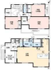 LDK広々20帖＾＾マルチエントランス・WIC・バルコニー有。リビング3面採光で陽当たり良好。吹抜＾＾