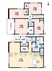 LDK広々22.5帖。SIC・WIC・バルコニー・廊下収納有。全居室フローリング＾＾