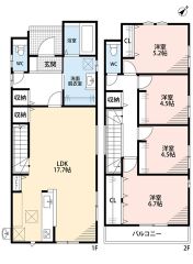 LDK広々約17.7帖。 パントリー・バルコニー・全居室収納有＾＾