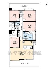 3面バルコニーで陽当たり風通し良好です＾＾リビングと隣接する洋室を一体利用すると広々約23帖の空間です＾＾