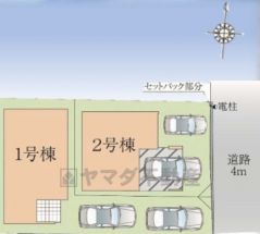 1号棟。カースペースは2台付き。