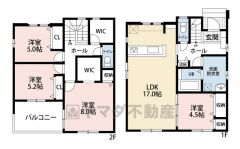 ウォークインクローゼット・ファミリークロークリビング収納完備。 リビングと隣接する洋室を一体利用すると約22帖。