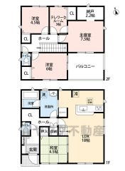 家族の会話が増えるリビング階段採用＾＾約3帖のテレワークルーム付き＾＾