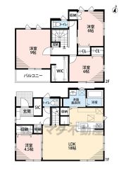 LDK広々約18帖。 SIC・パントリー・WIC・南面バルコニー有。