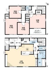LDK広々約19帖。ファミリークローク・インナーバルコニー有。全居室フローリング。南西向きで陽当たり良好＾＾