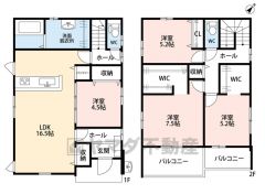 LDK広々約16.5帖。 パントリー・バルコニー・WIC2ヵ所・廊下収納有。