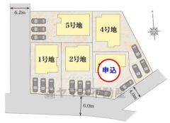 1号棟。カースペース3台分確保＾＾ 前面道路は4～6.2ｍ。スムーズに駐車が出来ます＾＾