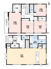 家族の会話が増えるリビング階段採用＾＾キッチン横にパントリー。約7.5帖の主寝室にはWIC付きです＾＾