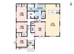 生活導線の良い平屋。LDK広々18.1帖。ファミリークローク・洗面室カウンター・土間スペース有＾＾