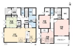 LDK広々17.5帖。 和室、パントリー、WIC2ヵ所、南面バルコニー有。 全居室収納有＾＾ 回遊動線で急な来客があってもLDKを通らない間取りです＾＾