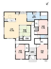 LDKは約18.5帖あり、隣接する約4.5帖の和室と合わせて約23帖と広々とした空間を確保＾＾主寝室にはWIC付き＾＾