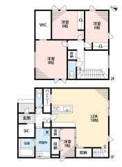 LDK広々18帖。SIC・パントリー・WIC＾＾リビング階段。全居室収納・フローリング。