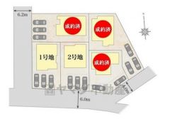 2号棟。カースペース3台分確保＾＾ 前面道路は4～6.2ｍ。スムーズに駐車が出来ます＾＾