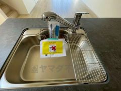 広々とした凸型シンクに洗剤ポケットを標準装備。大きなお鍋など洗いやすいです。洗剤や石鹸、スポンジもすっきりできる収納付き。