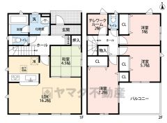 1FのLDKと和室を合わせて広々20.7帖＾＾ 2Fは洋室3部屋の他に勉強やテレワークなど集中したい時に便利なテレワークルーム付き＾＾陽当たり良い南面バルコニーあり＾＾
