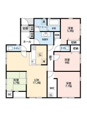 LDK広々約17.2帖。WIC・ランドリールーム・廊下収納等収納が豊富＾＾