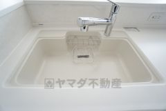 色も形もキレイなシンクは、広さも確保しているので、大きめの鍋も簡単に洗えます。