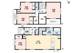 LDK広々18.6帖。 パントリー・ファミリークローク・WIC・2面バルコニー有。全居室収納有＾＾