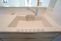 広々とした凸型シンクに洗剤ポケットを標準装備。大きなお鍋など洗いやすいです。