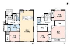 LDK広々約18帖。パントリー・ファミリークローク・WIC・バルコニー有＾＾