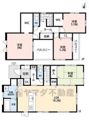 LDK広々18帖以上。全室2面採光。 和室・SIC・パントリー・WIC2ヵ所・バルコニー2ヵ所＾＾収納が豊富＾＾ ご家族のコミュニケーションが増えるリビング階段＾＾