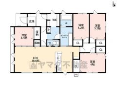 生活導線の良い平屋建て。 LDK広々約18.6帖。FLC・スタディカウンター・リビング収納有＾＾