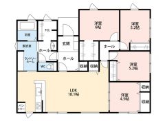 オールフローリングの4LDK平屋です＾＾主寝室にはWIC付き＾＾ランドリールームあり＾＾