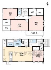 パントリー・SIC・バルコニー・WIC4ヵ所有＾＾2F全居室6帖以上＾＾南向きで陽当たり風通し良好＾＾