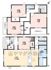 約17.5帖のLDKにはパントリー完備＾＾洗面脱衣所は広くとっており、パイプ付きの枕棚付きで、室内物干し場所としてや、衣服置き場として重宝しそうですね＾＾