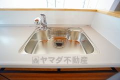 広々とした凸型シンクに洗剤ポケットを標準装備。大きなお鍋など洗いやすいです。洗剤や石鹸、スポンジもすっきりできる収納付き。