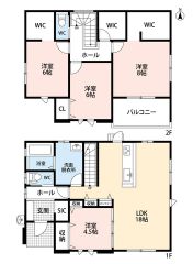 LDK広々約18帖＾＾パントリー・WIC2ヵ所・バルコニー・SIC・FCL・勝手口有＾＾