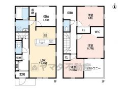 1階には15.7帖LDKと、居室としても使える広さのストレージルームあり＾＾ 2階には3洋室と、廊下部分に収納スペースあり＾＾