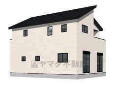 （1号棟）完成予想図。10年間の瑕疵保証が付いた安心の新築戸建。最新の設備で気持ちの良い新生活を送りませんか。