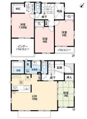 LDK広々18帖。テレワークスペース・WIC・インナーバルコニー有。心安らぐ畳の部屋＾＾吹き抜け＾＾