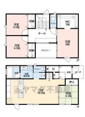 オール電化＾＾4.5帖の和室含む4ＬＤＫ。玄関に広々シューズクローク付き＾＾2階ホールにカウンター付き。全居室収納。南西面インナーバルコニー。