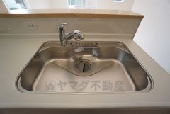 広々とした凸型シンクに洗剤ポケットを標準装備。大きなお鍋など洗いやすいです。洗剤や石鹸、スポンジもすっきりできる収納付き。