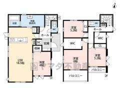 リビング18.5帖＾＾お掃除しやすいオールフローリング。各居室収納に加え、パントリー、リビング収納、ファミリークローク、SIC等が付いた収納スペースに困らない間取り＾＾