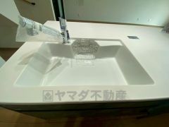 広々とした凸型シンクに洗剤ポケットを標準装備。大きなお鍋など洗いやすいです。洗剤や石鹸、スポンジもすっきりできる収納付き。