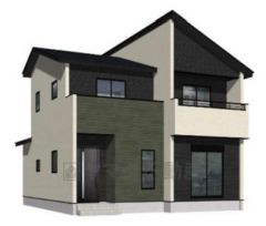 完成予想図。シンプルでいつまでも飽きのこないデザインが周囲の環境に調和し、どんなご家族にもフィットするデザインです。