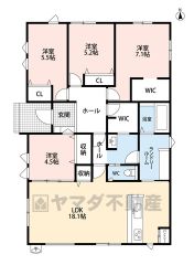 リビングは南向き・18帖以上。 ウォークインクローゼット・ファミリークローク・パントリー等収納が豊富です＾＾