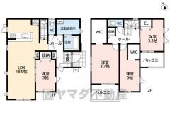 LDK広々18.9帖。 パントリー・WIC2ヵ所・南面バルコニー2ヵ所有＾＾ ご家族のコミュニケーションが増えるリビング階段＾＾