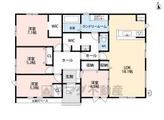 オールフローリングの4LDK平屋です＾＾WICやパントリー、ファミリークローク完備＾＾