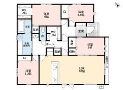 LDK広々18.5帖＾＾生活導線の良い平屋建て＾＾土間スペース・パントリー・FCL有＾＾