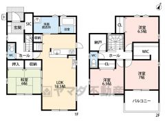 全居室6帖以上＾＾18.5帖の広ーいLDK。隣接する和室を合わせるとさらに大空間に＾＾家具の配置も様々なパターンが考えられますよ。
