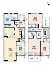 ウォークインクローゼット・シューズインクローク・パントリー・スタディーカウンター・2面バルコニー完備＾＾リビング広々約19帖。